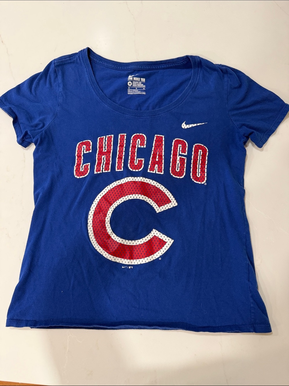 Nike Royal Blue Chicago C Logo Tee with Red Accents